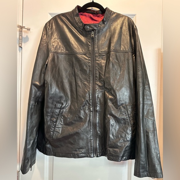 🔥TED BAKER Leather Rider Jacket Size XL
